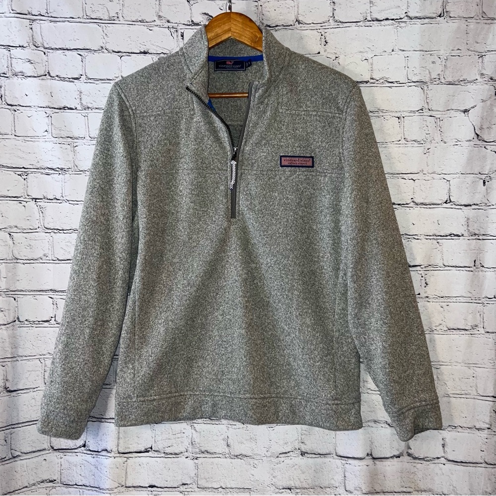Vineyard Vines Men’s 1/4 Zip Gray Marled Pullover Sweatshirt Size Small